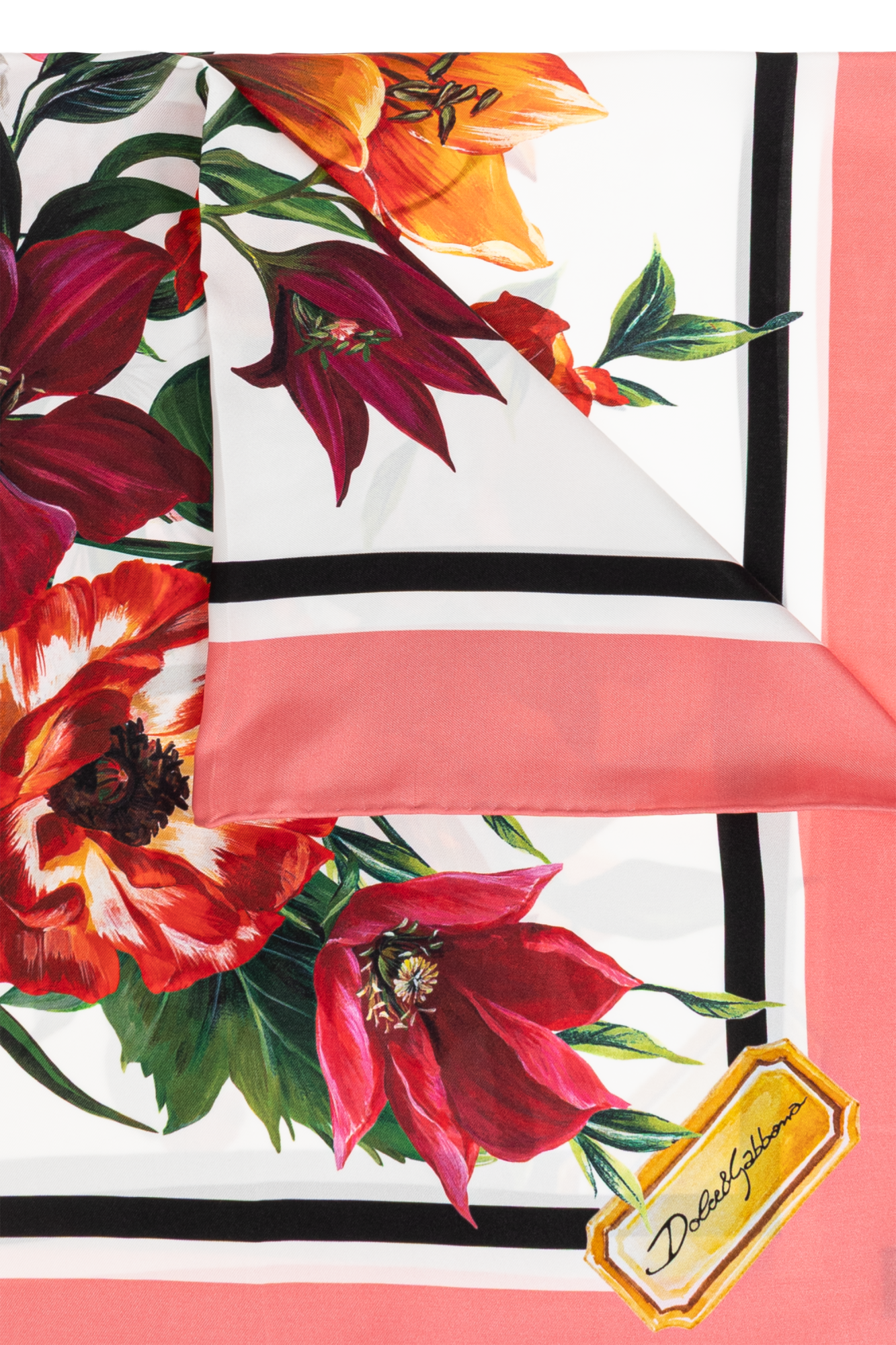 【関税＆送料込み】Dolce & Gabbana Floral Print Scarf DOLCE & GABBANA Pink Cashmere & Silk Floral Print Scarf - 18